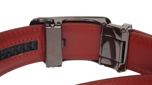 Curea barbati eleganta pentru costum piele naturala, Bordeaux, 3.5cm TK12BR - Img 3