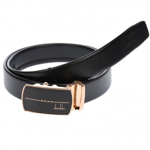 Curea din piele pentru barbati, catarama metalica fara ac, latime 3.5 cm, lungime reglabila, negru - LS223NBRBR - Img 1