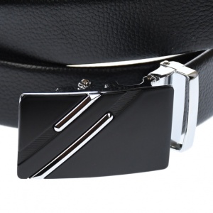 Curea din piele pentru barbati, catarama metalica fara ac, latime 3.5 cm, lungime reglabila, negru - CK239NSS - Img 3