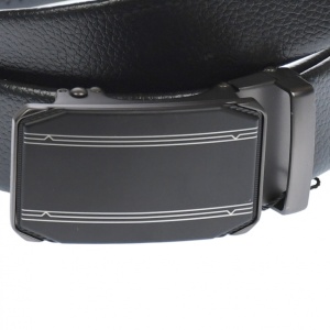Curea din piele pentru barbati, catarama metalica fara ac, latime 3.5 cm, lungime reglabila, negru - LS230NNS - Img 3