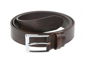Curea eleganta barbati din piele naturala, Maro cu model - 000013971MM - Img 3