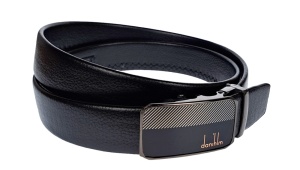 Curea eleganta barbati pentru costum, catarama metalica fara ac, latime 3.5 cm, lungime reglabila, negru - CK213N - Img 3