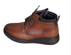 Ghete barbati Casual, din piele naturala imblanite, cu fermoar, Maro PH350MBOX - Img 9