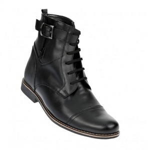Ghete barbati casual din piele naturala, imblanite, model iarna, negru - GBOND2NC