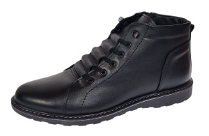 Ghete barbati casual din piele naturala imblanite Negre GS2021N