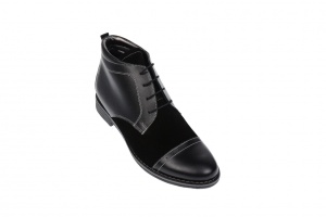 Ghete barbati casual din piele naturala, imblanite, negru combinat, BOND1NN - Img 4