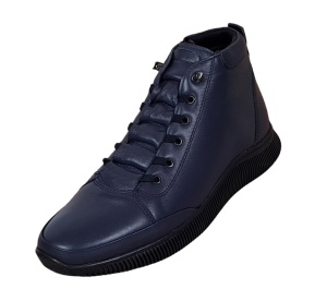 Ghete barbati din piele naturala cu fermoar, bleumarin model imblanit casual sport - Img 4