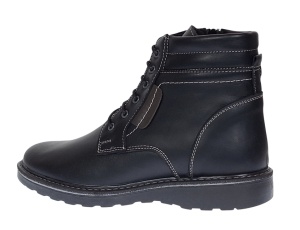 Ghete barbati din piele naturala cu siret si fermoar (imblanite) Corsa Negru GKR7XN - Img 2