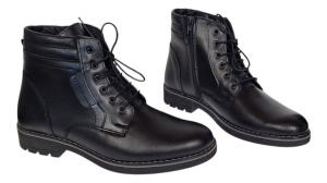 Ghete casual barbati din piele naturala imblanite Tomy Negru GKR26N - Img 9