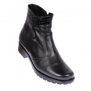 Ghete dama, casual, din piele naturala, cu fermoar, negre, imblanite - B4N - Img 4