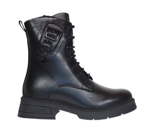 Ghete dama casual din piele naturala cu siret si fermoar Negru LDY 970N - Img 4