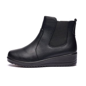 Ghete dama din piele eco cu fermoar imblanite Negru W33-8N