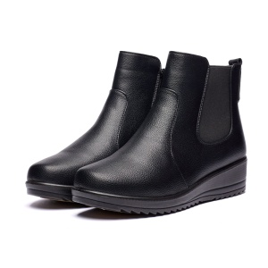 Ghete dama din piele eco cu fermoar imblanite Negru W33-8N - Img 7