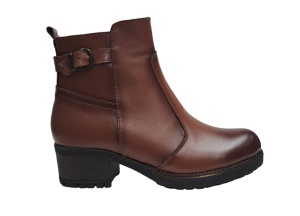 Ghete dama din piele naturala cu fermoar imblanite maro Maia - GD680MARO - Img 5