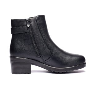 Ghete dama din piele naturala cu fermoar imblanite Negru JF-50 - Img 2