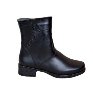Ghete dama din piele naturala cu fermoar - Model negru imblanit 709N - Img 9