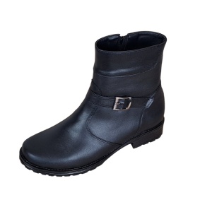 Ghete dama, din piele naturala, cu fermoar, negru, imblanite - GCATN - Img 3