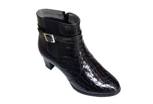 Ghete dama elegante negre din piele naturala croco - NA67CRN - Img 3