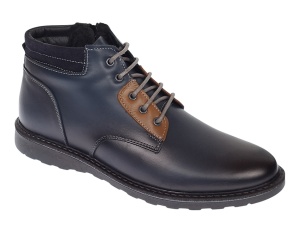 Ghete piele naturala barbati imblanite cu siret si fermoar Corsa Blue GKR3XBL