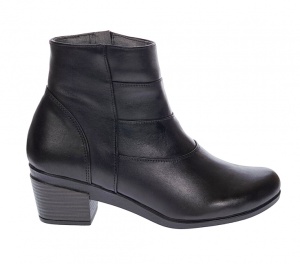Ghetute dama din piele naturala box, cu fermoar, Toc de 5 cm, NEGRU - MVS63NBOX