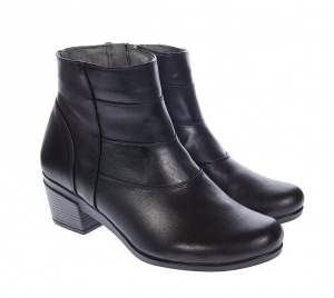Ghetute dama din piele naturala box, cu fermoar, Toc de 5 cm, NEGRU - MVS63NBOX - Img 5