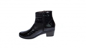 Ghetute dama din piele naturala Croco, cu fermoar, Toc de 5 cm, NEGRU - MVS18CRN - Img 7