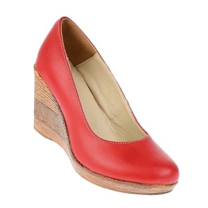 Oferta marimea 36, 37 - Pantofi dama, casual, din piele naturala rosie cu platforma de 7 cm LP3550RED