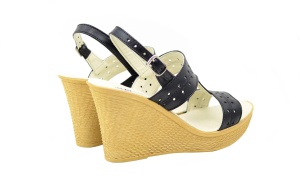 Oferta marimea 40 - Sandale dama, negre , din piele naturala box, cu platforme de 7 cm LS46NBOX - Img 4