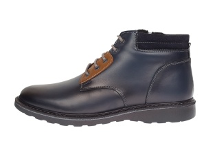 Oferta Marimea 41 Ghete piele naturala barbati imblanite cu siret si fermoar Corsa Blue LGKR3XBL - Img 8