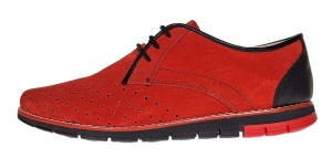 Oferta marimea 41 Pantofi barbati casual din piele naturala intoarsa cu perforatii Rosu 1010RVEL - Img 2
