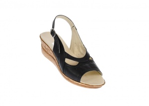 Oferta marimea 41 Sandale dama din piele naturala, negre, cu platforme de 5 cm, LS14NBOX - Img 3