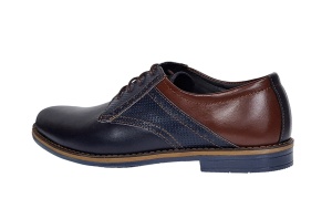 Pantofi barbati casual din piele naturala, bleumarin, maro 414SBLM - Img 4