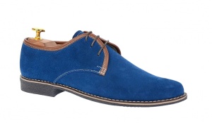 Pantofi barbati casual din piele naturala intoarsa - Model Albastru P34MBL
