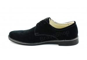 Pantofi barbati casual din piele naturala intoarsa Negru - 855NVEL - Img 2