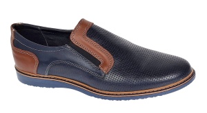 Pantofi barbati casual din piele naturala - Model bleumarin cu maro - GKR332EBL - Img 10