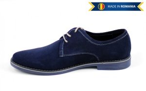 Pantofi barbati, casual-eleganti din piele naturala intoarsa, bleumarin - PABLUVEL - Img 3
