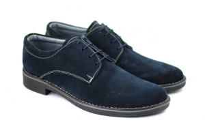 Pantofi barbati casual, eleganti din piele naturala intoarsa bleumarin - PAVELBLM - Img 3