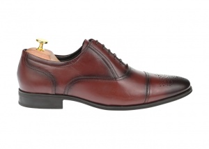 Pantofi barbati eleganti cu perforatii din piele naturala de culoare visinie - 356VIS - Img 2