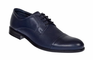 Pantofi barbati eleganti din piele naturala bleumarin inchis - 8305BLUE