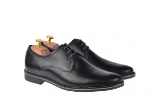 Pantofi barbati, model casual din piele naturala box, culoare neagra - 336NBOX