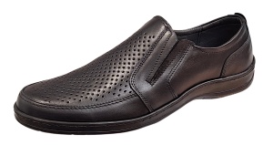 Pantofi casual barbati din piele naturala - Model negru perforat GKR125N - Img 2