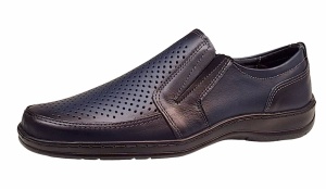 Pantofi casual barbati din piele naturala, perforati cu elastic - Bleumarin GKR23BL - Img 7
