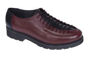Pantofi casual dama din piele naturala - Model Visiniu cu Negru PDGINAVIS - Img 9