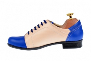 Pantofi dama, casual, din piele naturala (albastru cu bej) BOB, P53ALBEJ - Img 2