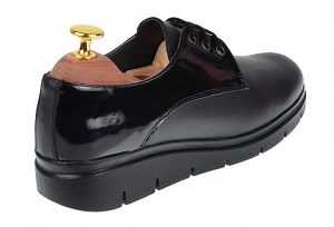 Pantofi dama casual din piele naturala Box cu Lac - Model Negru Marimea 36 - Img 2