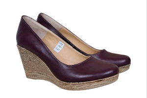 Pantofi dama casual din piele naturala box cu platforma de 7 cm MARA GRENA - Img 2