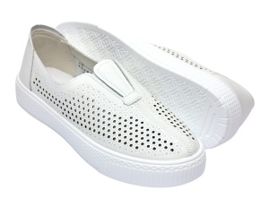 Pantofi dama casual din piele naturala cu perforatii - Ama Alb GSK7054A - Img 4