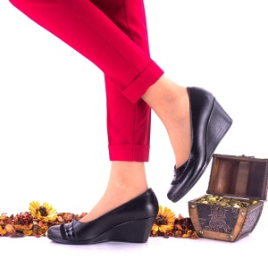 Pantofi dama casual din piele naturala cu platforme de 6cm NA115NPSL - Img 3