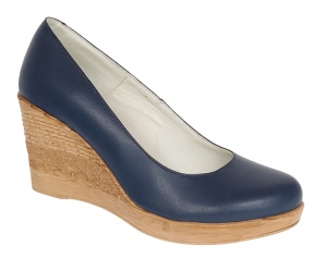 Pantofi dama casual din piele naturala cu platforme de 7cm - Bleumarin NA170BLM