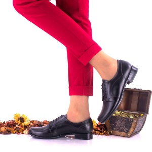 Pantofi dama casual din piele naturala cu siret - NA150NP - Img 2